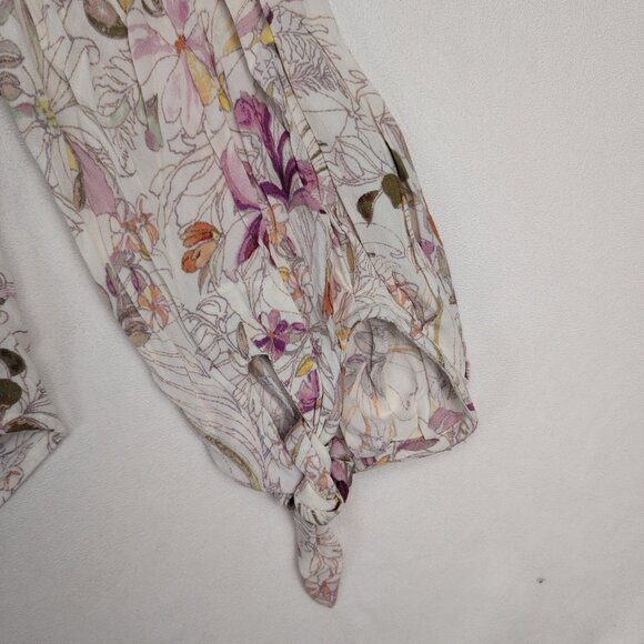 Maeve Floral Tie-Sleeve Blouse Size S  Lightweight Spring Top - Picture 9 of 12